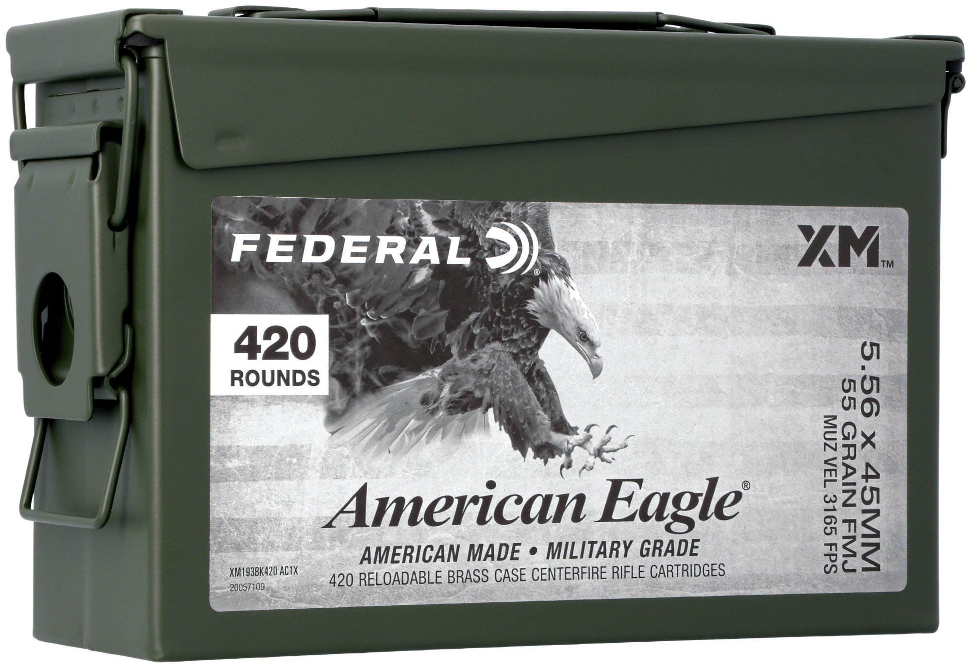 Federal FEDERAL AMMO American Eagle 5.56 NATO 55gr Full Metal Jacket BT Ammunition in Ammo Can | 420 Rounds