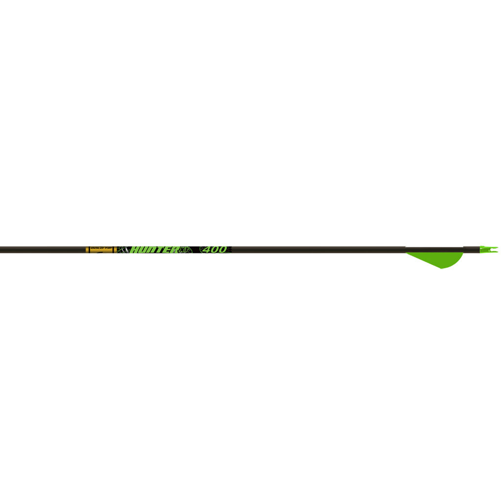 Gold Tip Hunter Pro Arrows 32″ .400 Spine Carbon GTO Nock AccuLite Insert 2″ Rapt-X Vanes 6 Arrows Per Box Black/Gold
