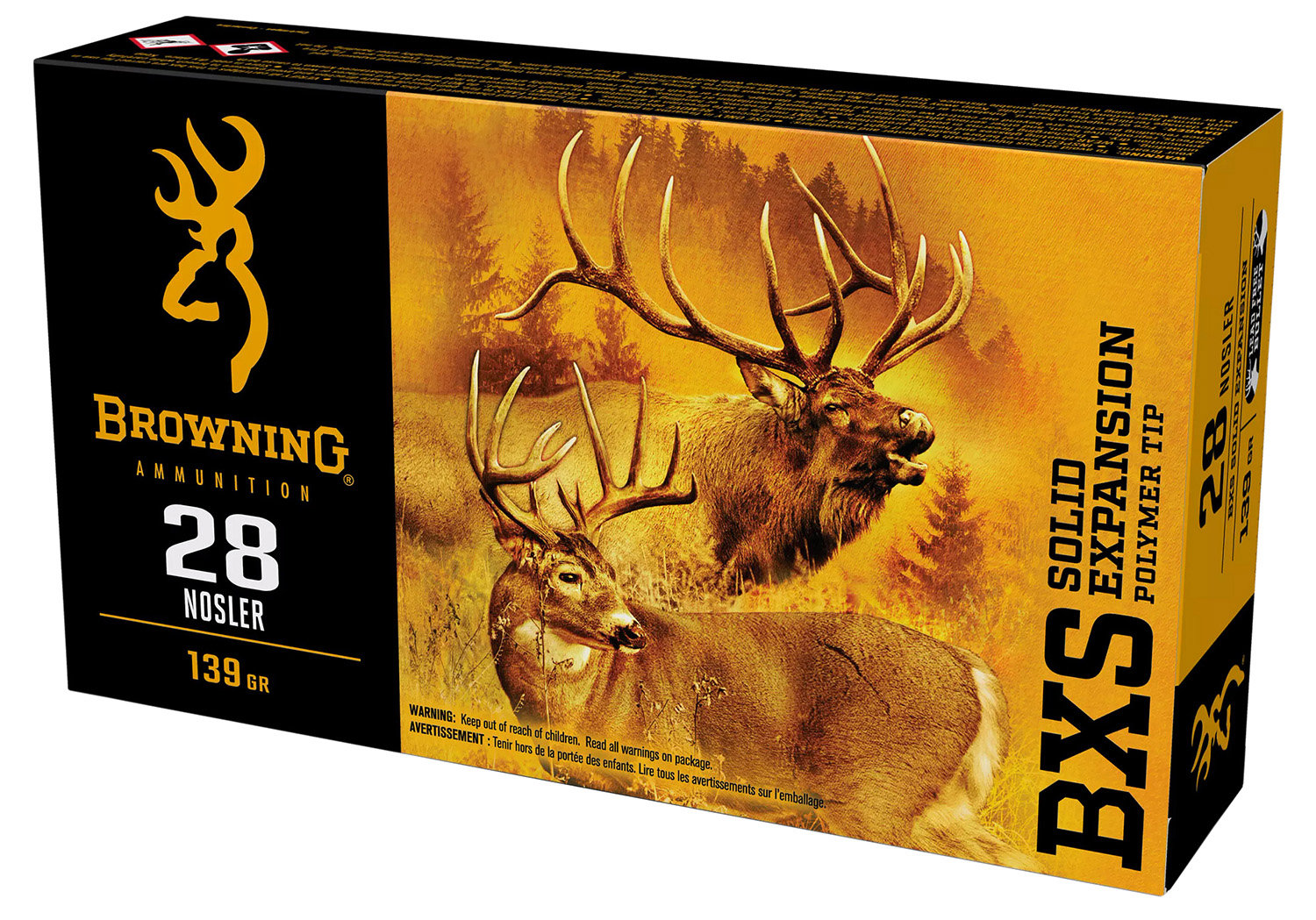 Browning Browning Ammo B192400281 Bxs 28 Nosler 139 GR Polymer Tipped Copper 20 Bx 10 Cs