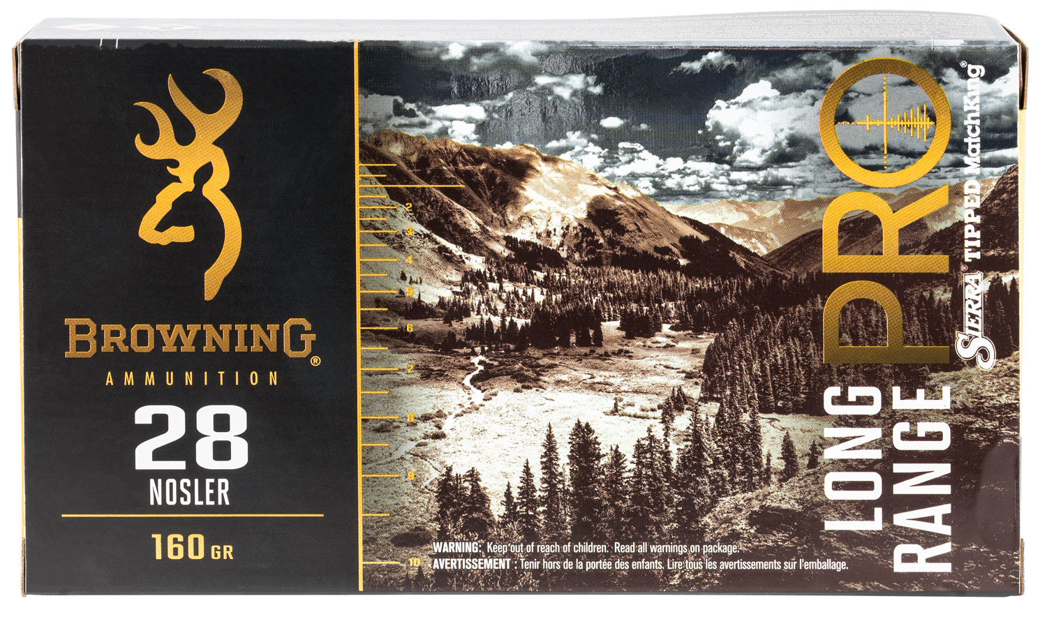 Browning Browning Ammo B192500281 Long Range PRO 28 Nosler 160 GR Sierra Matchking Btpt 20 Bx 10 Cs