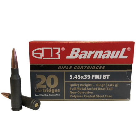 Barnaul BARNAUL AMMO 5.45x39 60gr Full Metal Jacket Steel Ammunition | 20 Rounds