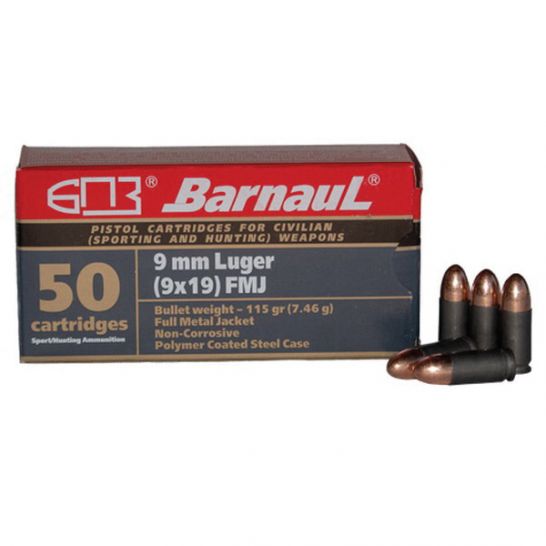 Barnaul BARNAUL AMMO 9mm Luger FMJ 115Gr Steel 50rd