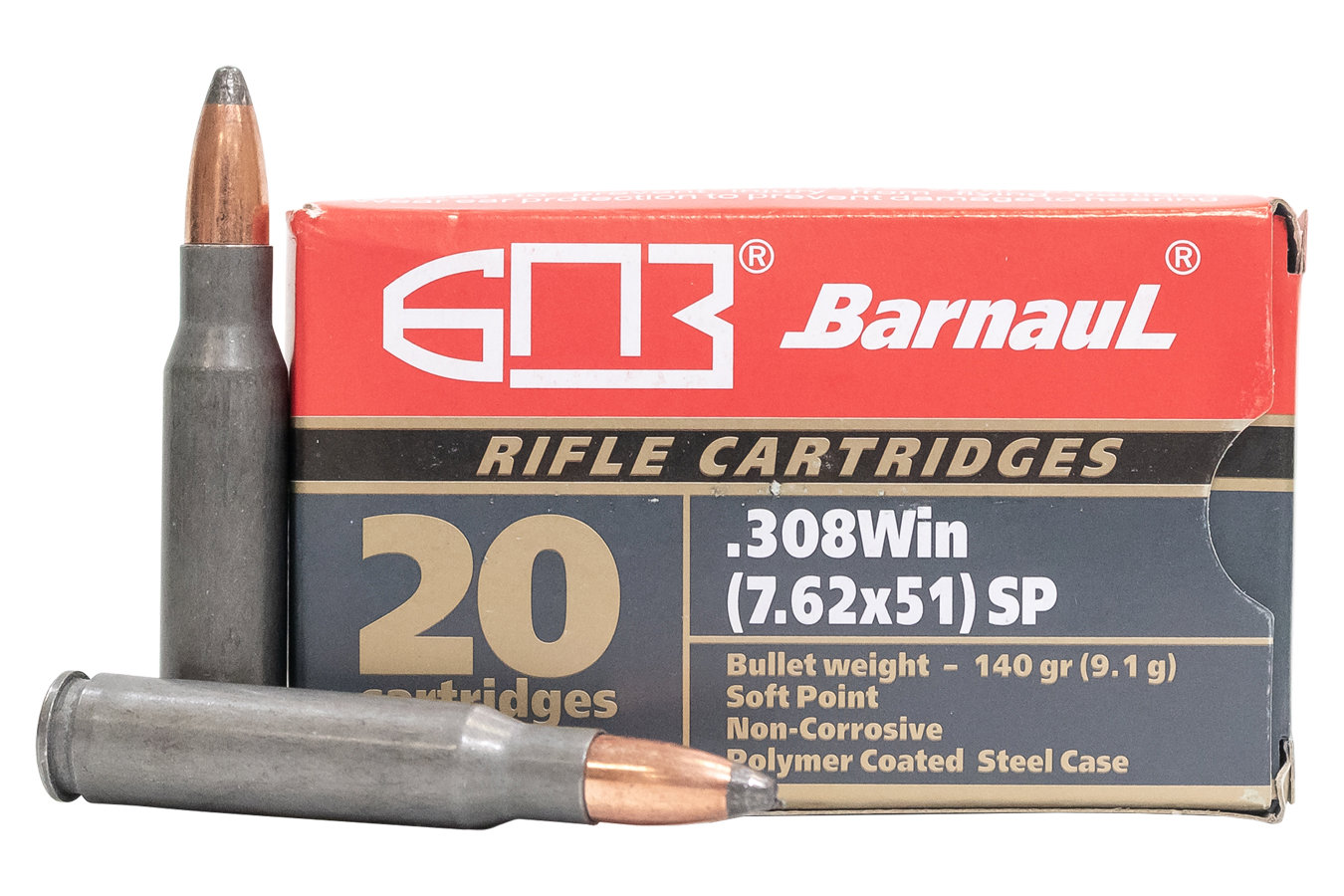 Barnaul BARNAUL AMMO 308 Win 140gr SP Polycoated Steel Case 20rd