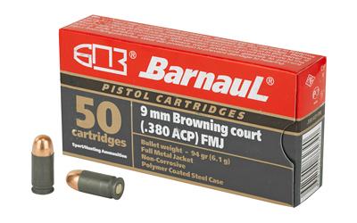 Barnaul BARNAUL AMMO 380 Auto 94Gr FMJ Polycoated Steel Case 50rd