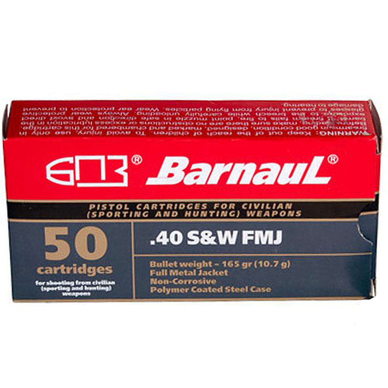 Barnaul BARNAUL AMMO 40 SW 165gr FMJ IPSC Zinc Steel Case 50rd