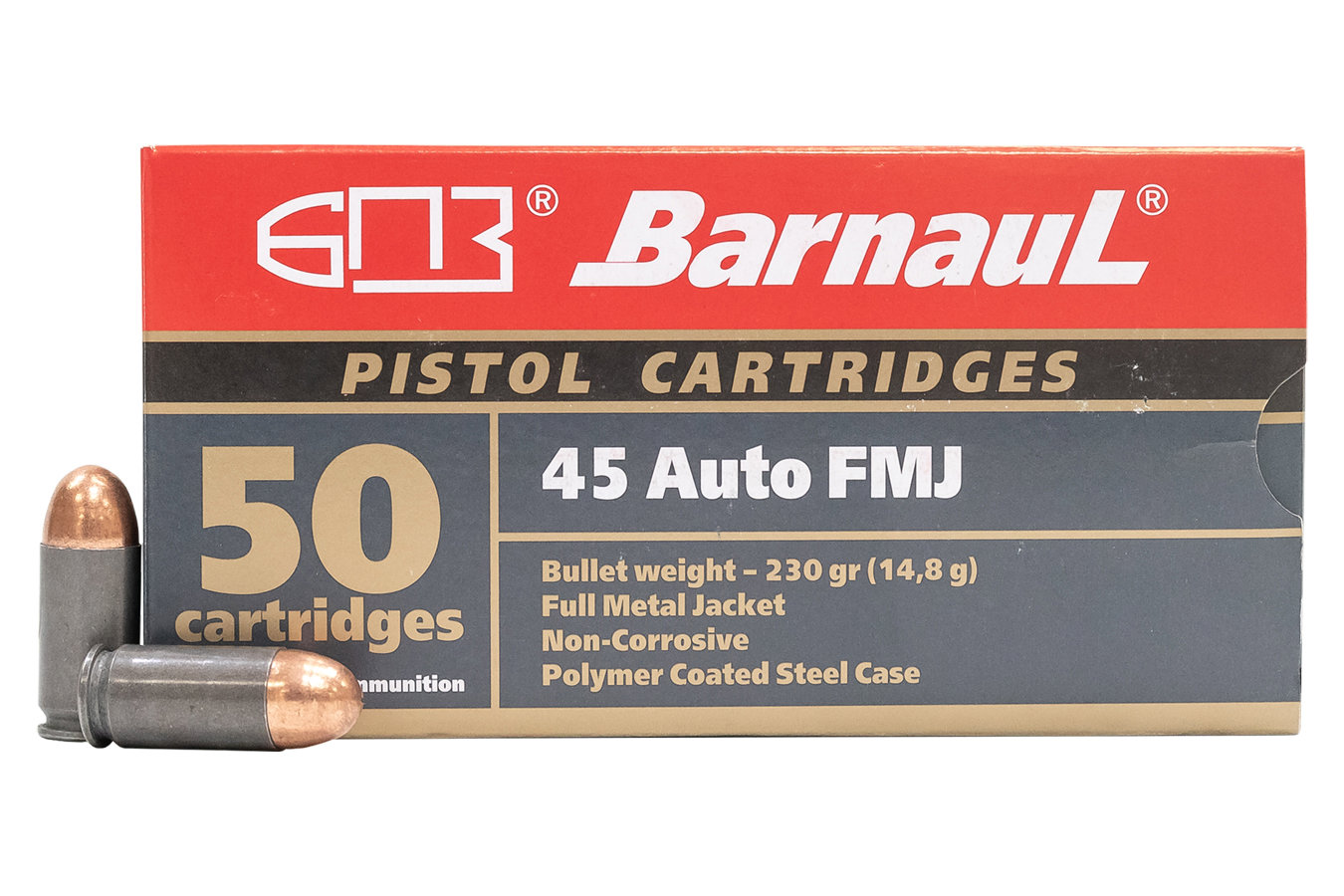Barnaul BARNAUL AMMO 45 Auto 230Gr FMJ Polycoated Steel Case 50rd