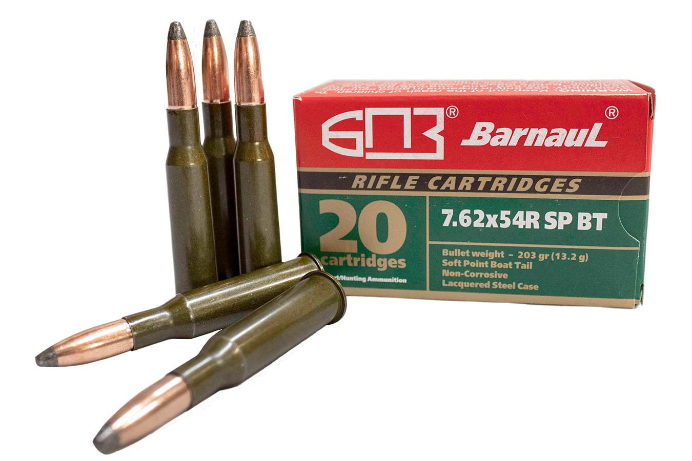Barnaul BARNAUL AMMO 7.62x54R 203Gr SPBT Lacquered Steel Case 20rd