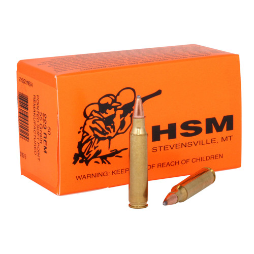 HSM AMMO 223 Remington 55Gr Soft Point W/C 50rd