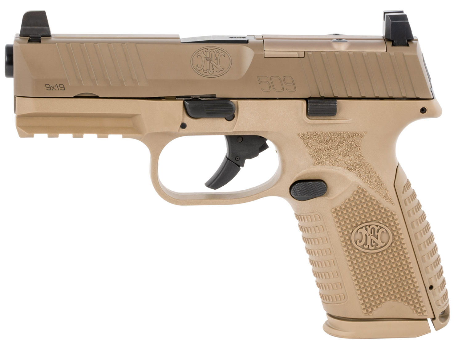 FN 66100741 509 Midsize MRD 9mm Luger 4″ Barrel 15+1 , Flat Dark Earth , No Manual Safety , Optics Ready