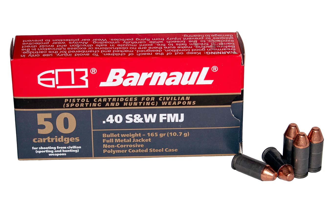 Barnaul BARNAUL AMMO 40 SW 165Gr Full Metal Jacket Target 50rd