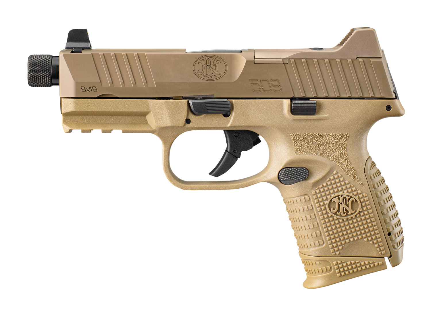 FN AMERICA FN509 Tactical 9mm 4.3″ 10rd Optic Ready Pistol w/ Threaded Barrel & Night Sights – FDE