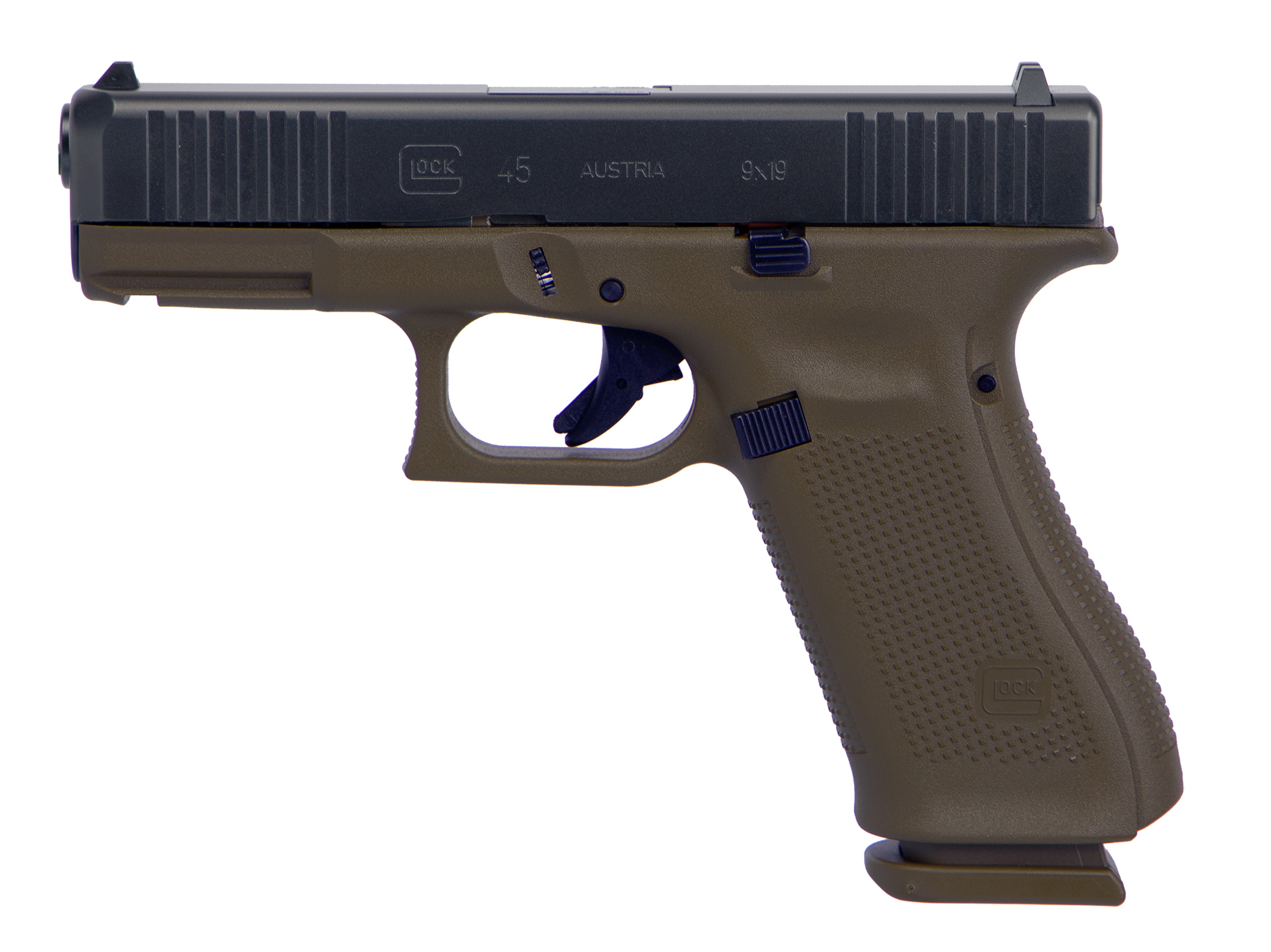 Glock GLOCK G45 G5 9mm 4" 17rd Pistol w/ Front Serrations - FDE / Black
