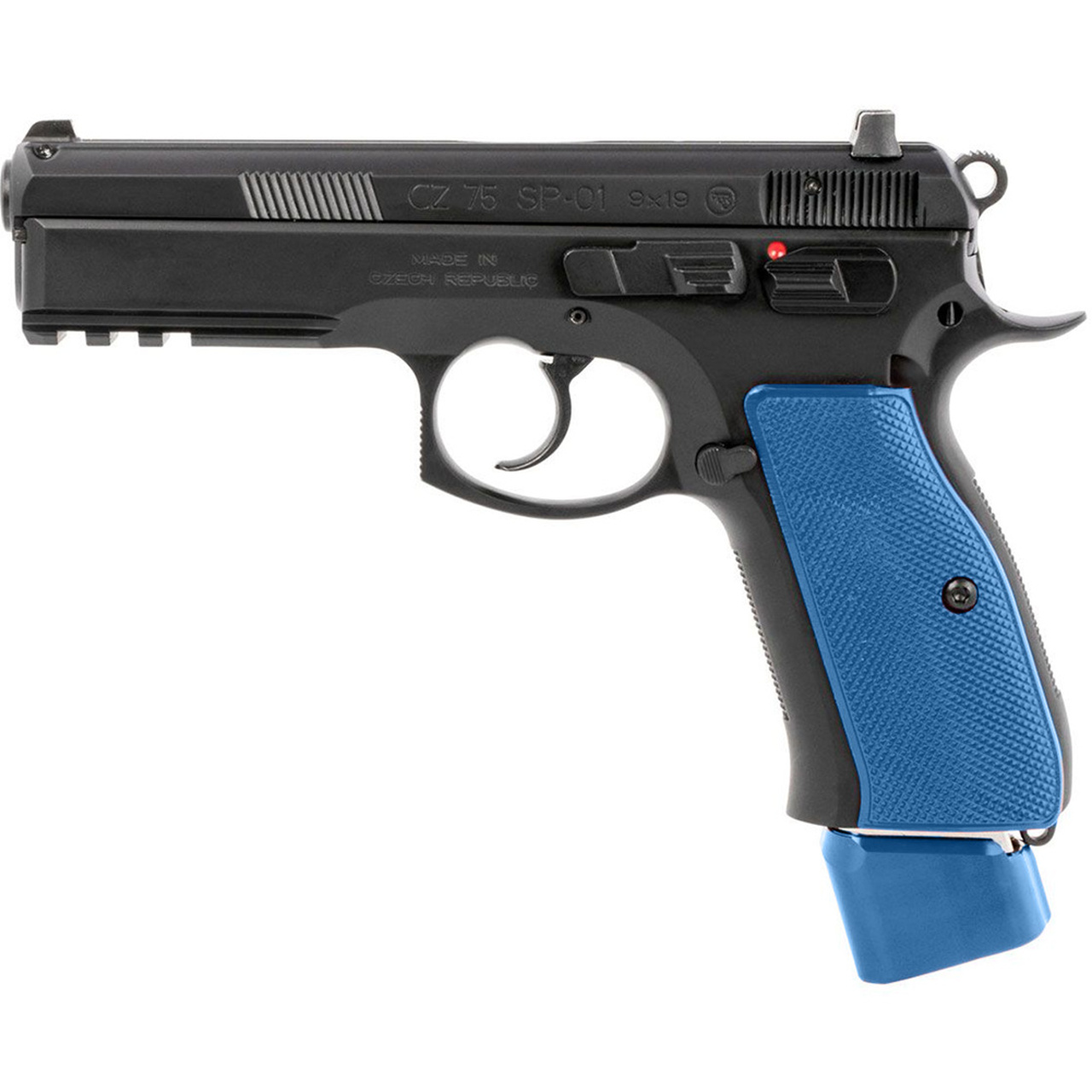 CZ-USA 75 SP-01 Competition 9mm 4.6" 21rd w/ Night Sights - Black & Blue Grips
