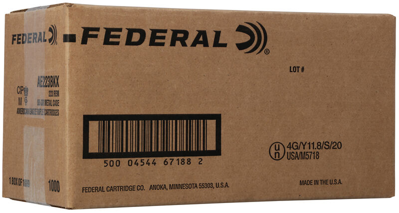 Federal American Eagle Amo 223 Rem 55GR FMJ 1000RD Loose Pack