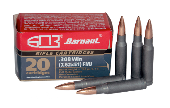 Barnaul BARNAUL AMMO 308 WIN 145Gr FMJ Poly Coated Steel Case 20rd