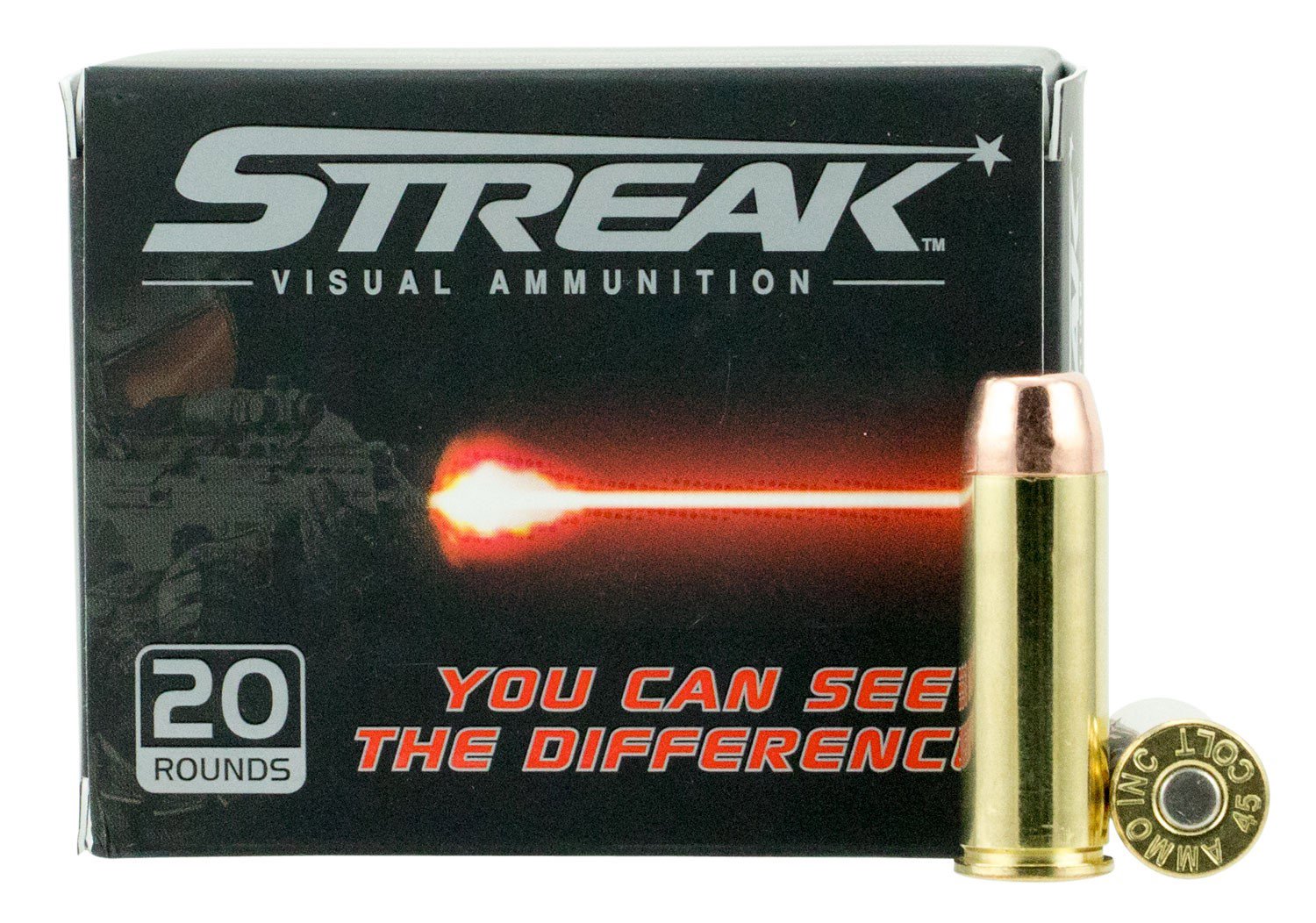 STREAK VISUAL AMMUNITION STREAK VISUAL AMMUNITION 45 Colt (LC) 250 gr TMJ 20RD BX