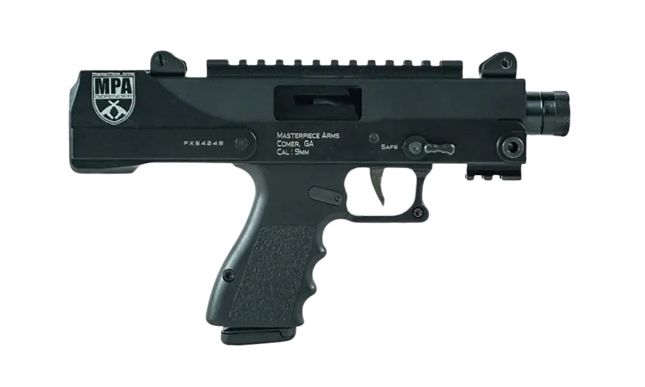 MasterPiece Arms MASTERPIECE ARMS Defender 9mm 4.5" 17rd Pistol w/ Threaded Barrel & Faux Suppressor - Glock Mags