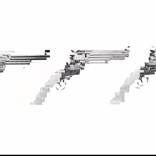 CIMARRON FRONTIER 45 LC 75 6rd Revolver  Engraved Nickel  Teddy Roosevelt