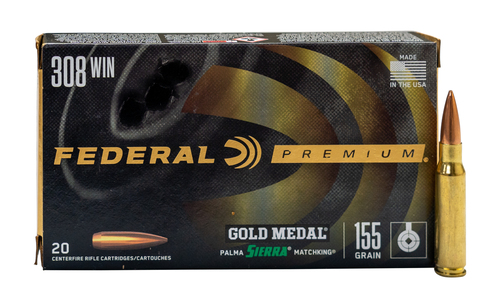 Federal FEDERAL AMMO Premium Gold Medal 308 Win 155gr Sierra MatchKing Ammunition | 20 Rounds
