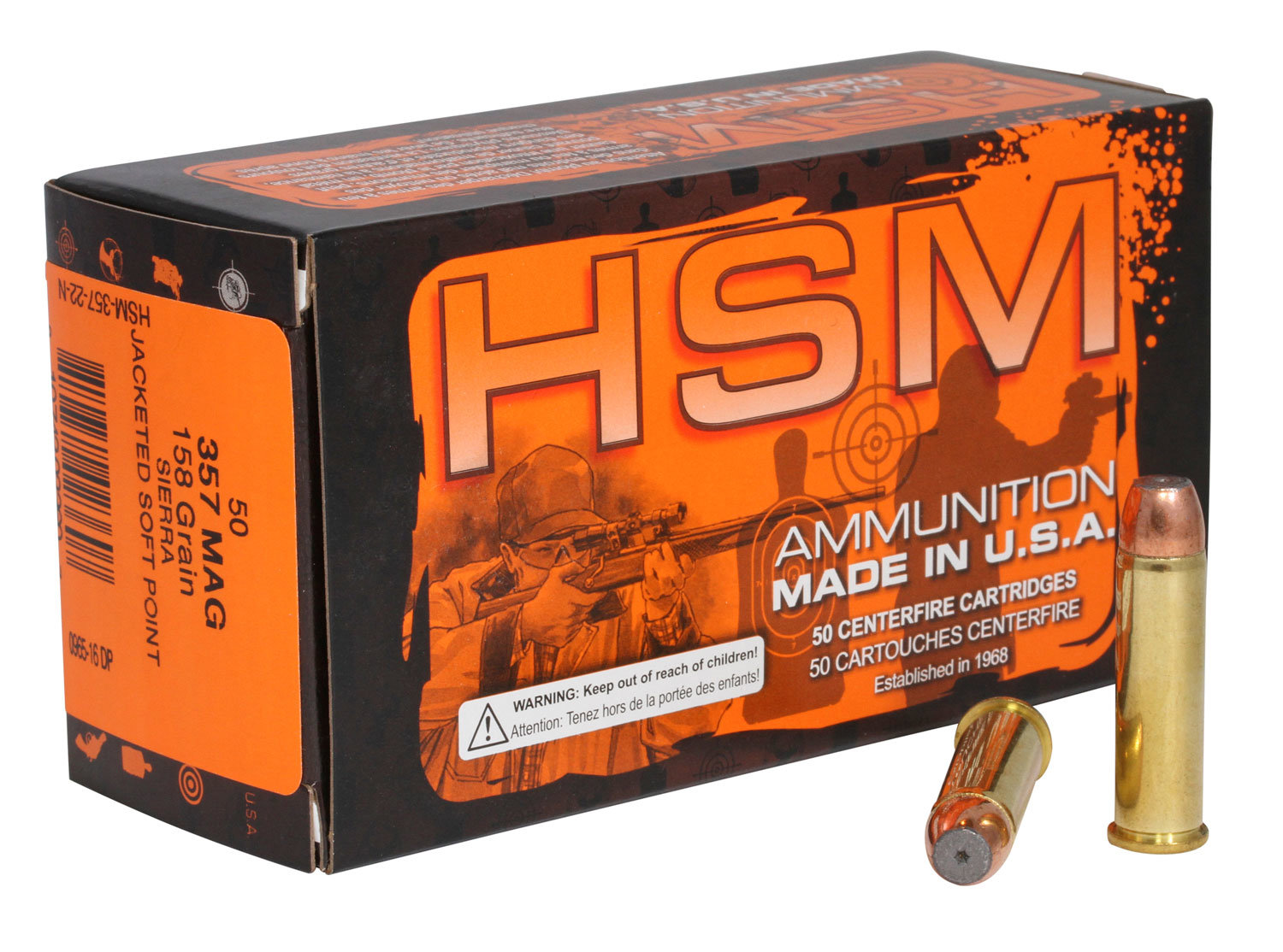 HSM Ammunition HSM AMMO 357 Mag 158Gr JSP 50rd