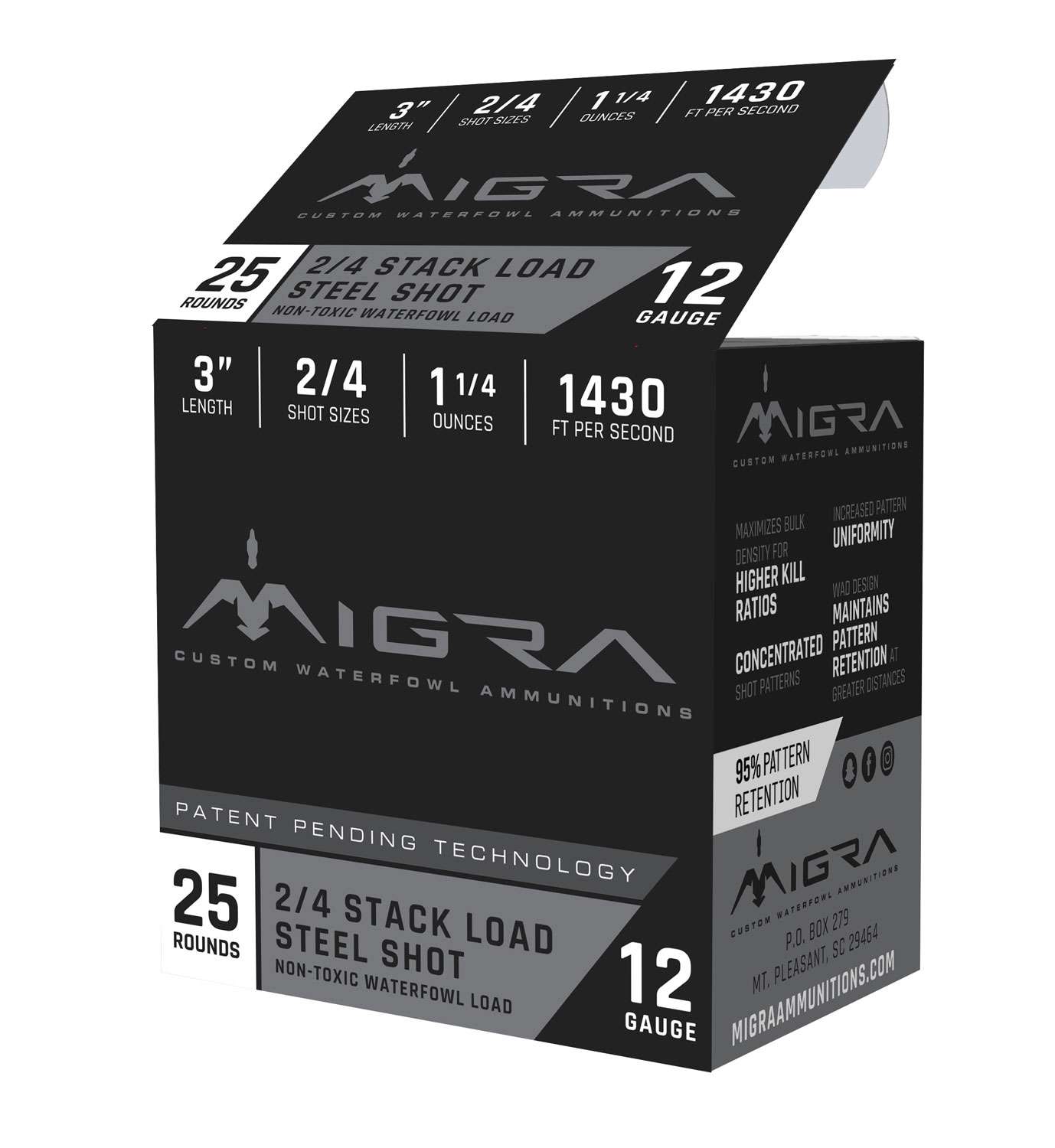 Migra Ammo MIGRA AMMO 12Ga 3in 2/4 Steel Shot Stacked Load - 25rd