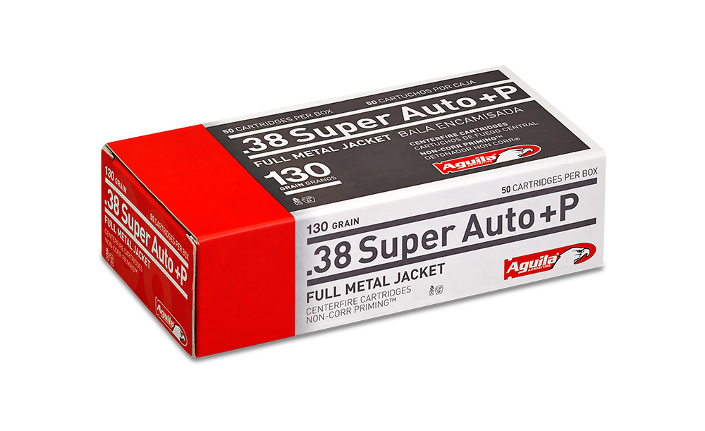 Aguila Ammunition .38 Super Auto P Handgun Ammo 130 Grain FMJ 1000RD Case