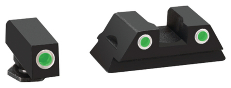 AmeriGlo Ameriglo GL430 Classic 3 Dot Night Sight Fits Glock 42 43 Tritium Green W White Outline Front Tritium Green W White Outline Rear