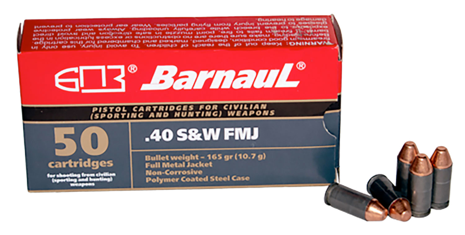 Barnaul BARNAUL AMMO 40 SW 165Gr FMJ Zinc Steel Case 50rd