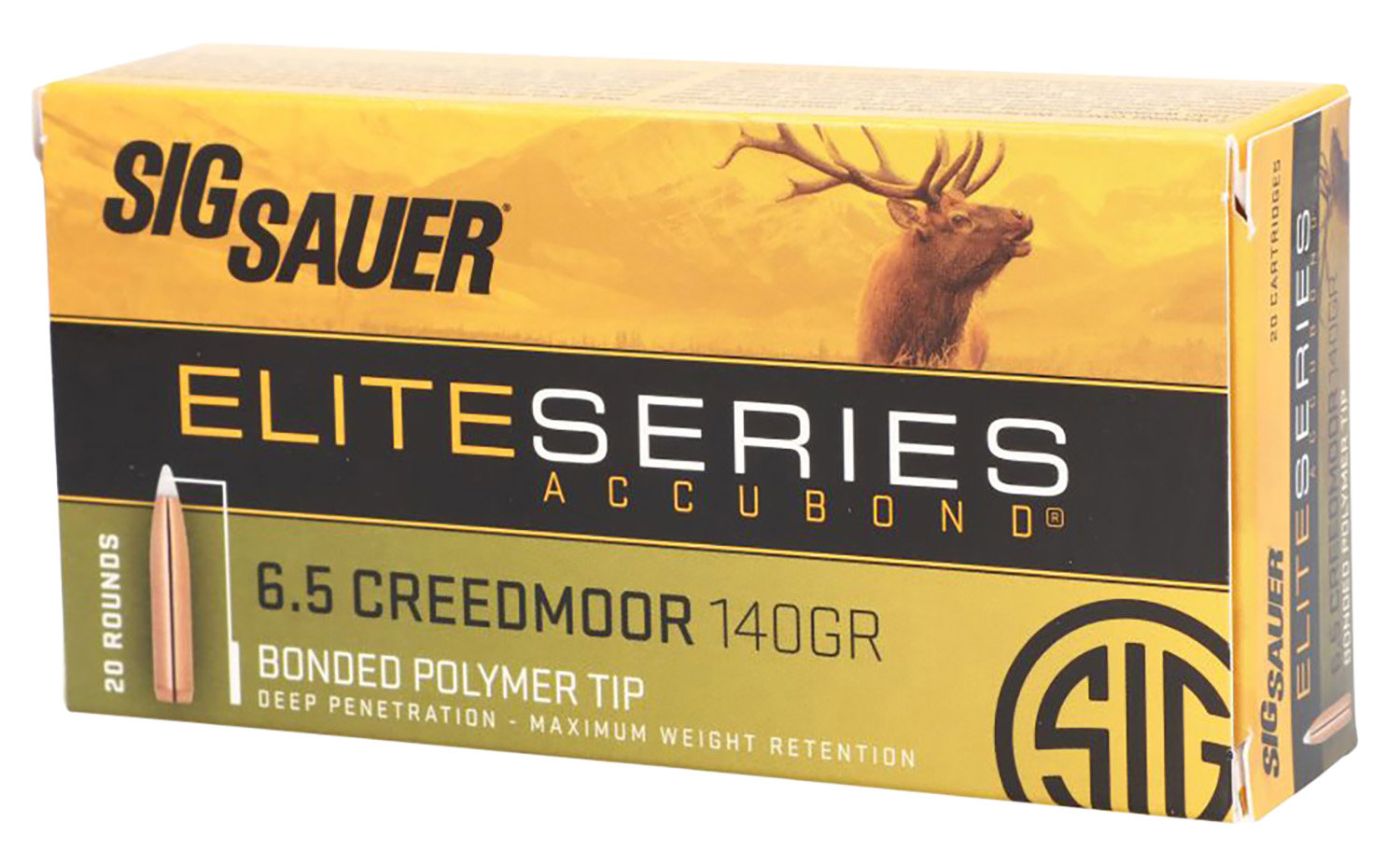 SIG SAUER Ammo 6.5 Creedmoor 140GR Elite Series Accubond Poly Tip Box 20