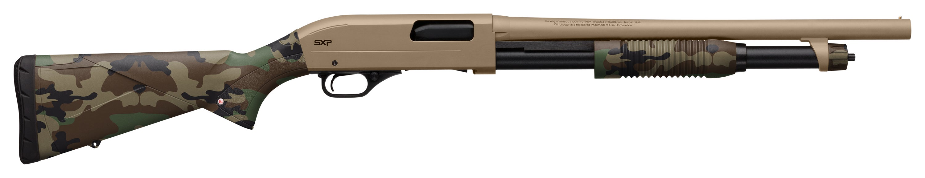 WINCHESTER SXP Defense 20 Gauge 3" 18" 5rd Pump Shotgun - FDE / Woodland Camo
