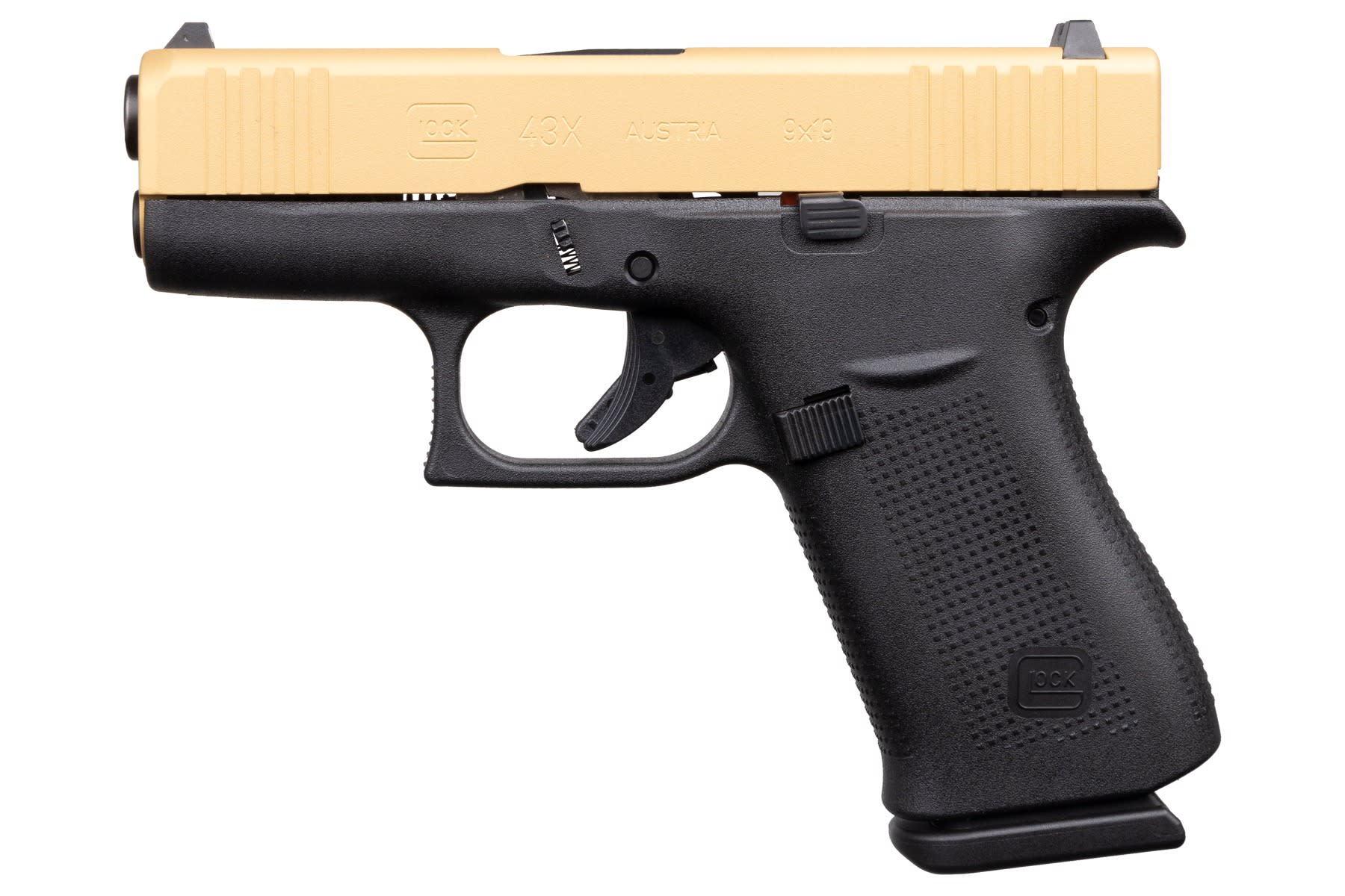 Glock GLOCK G43X 3.41" 9mm 10+1 Black and Gold