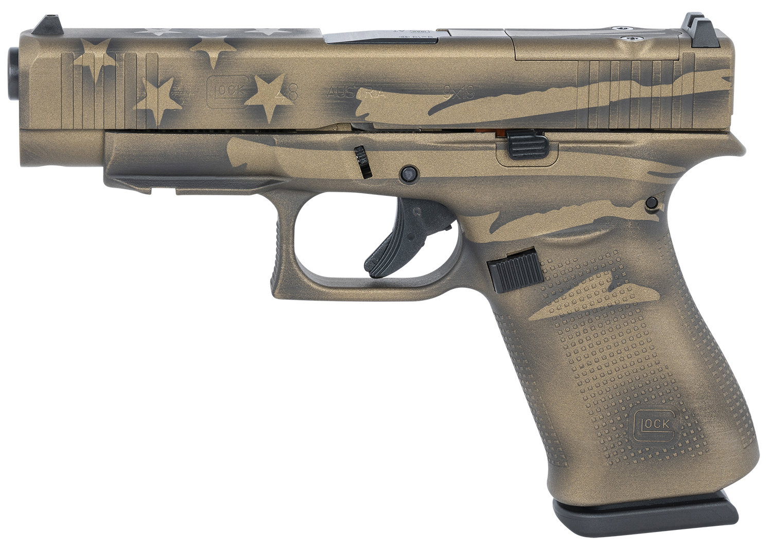 Glock GLOCK G48 MOS 9mm 4.17" 10rd Optic Ready Pistol | Coyote Battle Worn Flag