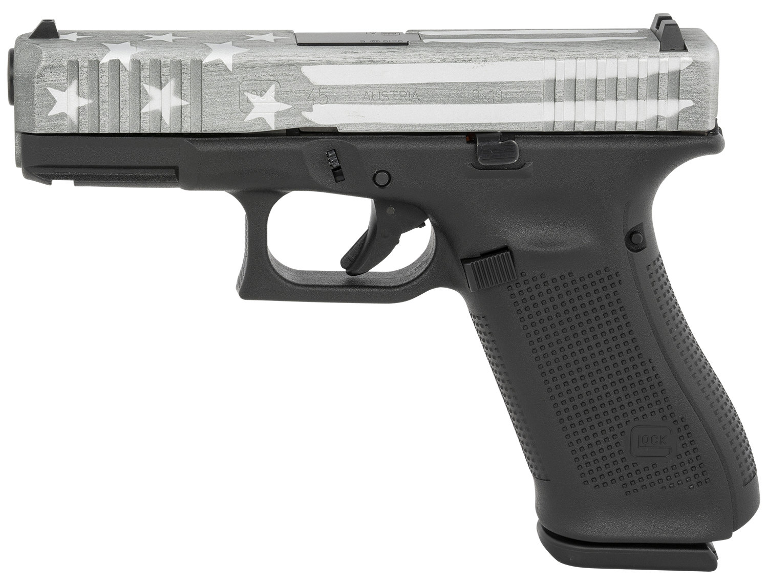 Glock GLOCK G45 G5 9mm 4.02" 17rd Semi-Auto Pistol - Gray Battle Worn Flag Cerakote Steel