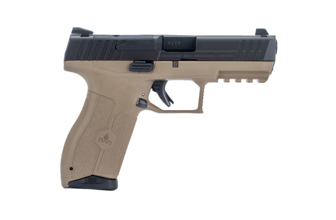 IWI Masada 9mm 4.1" 17+1 Optic Ready Pistol w/ Night Sights - FDE / Black