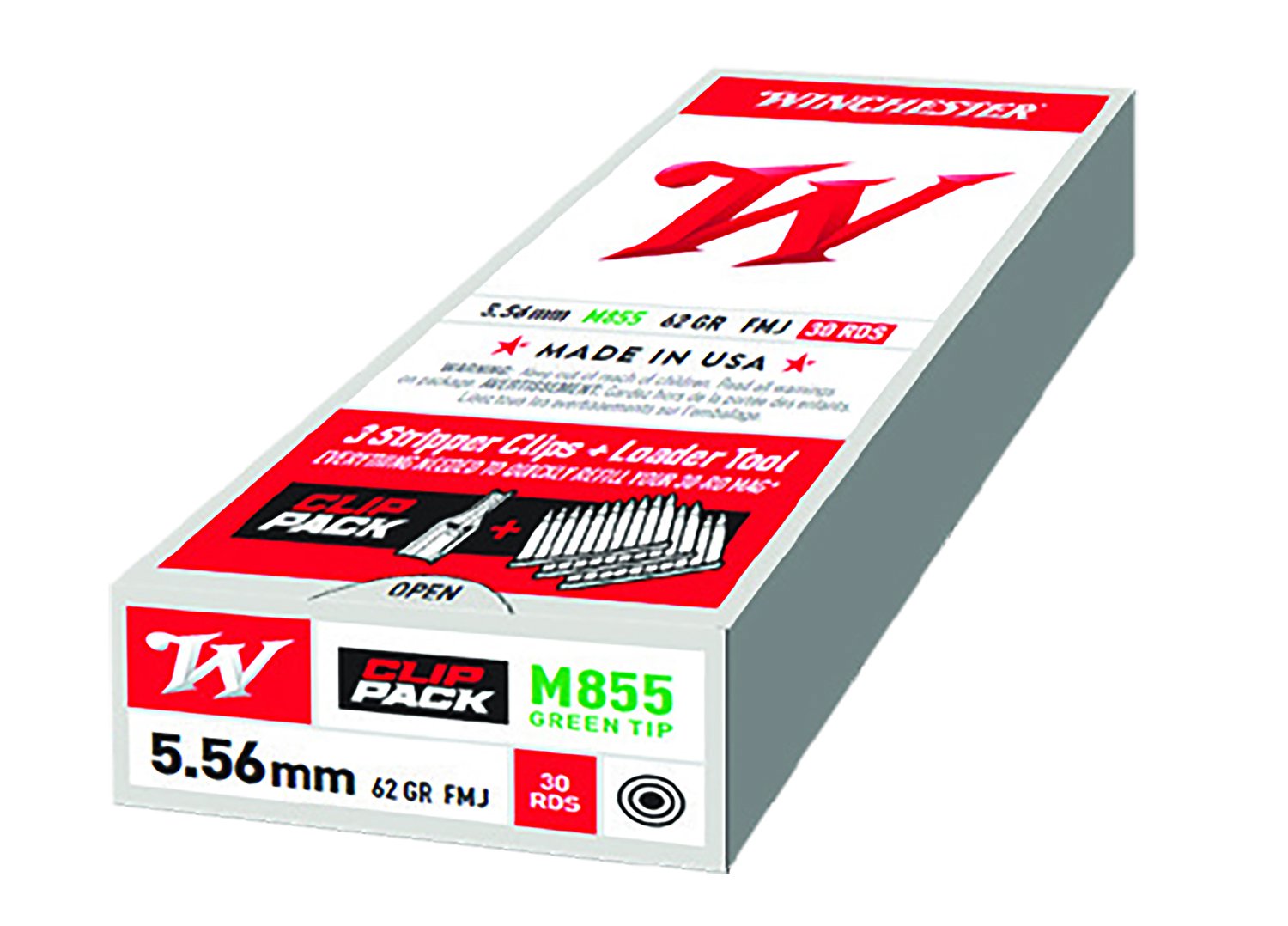Winchester Repeating Arms WIN 5.56MM M855 62GR FMJ W/ CLIPS 30 ROUNDS