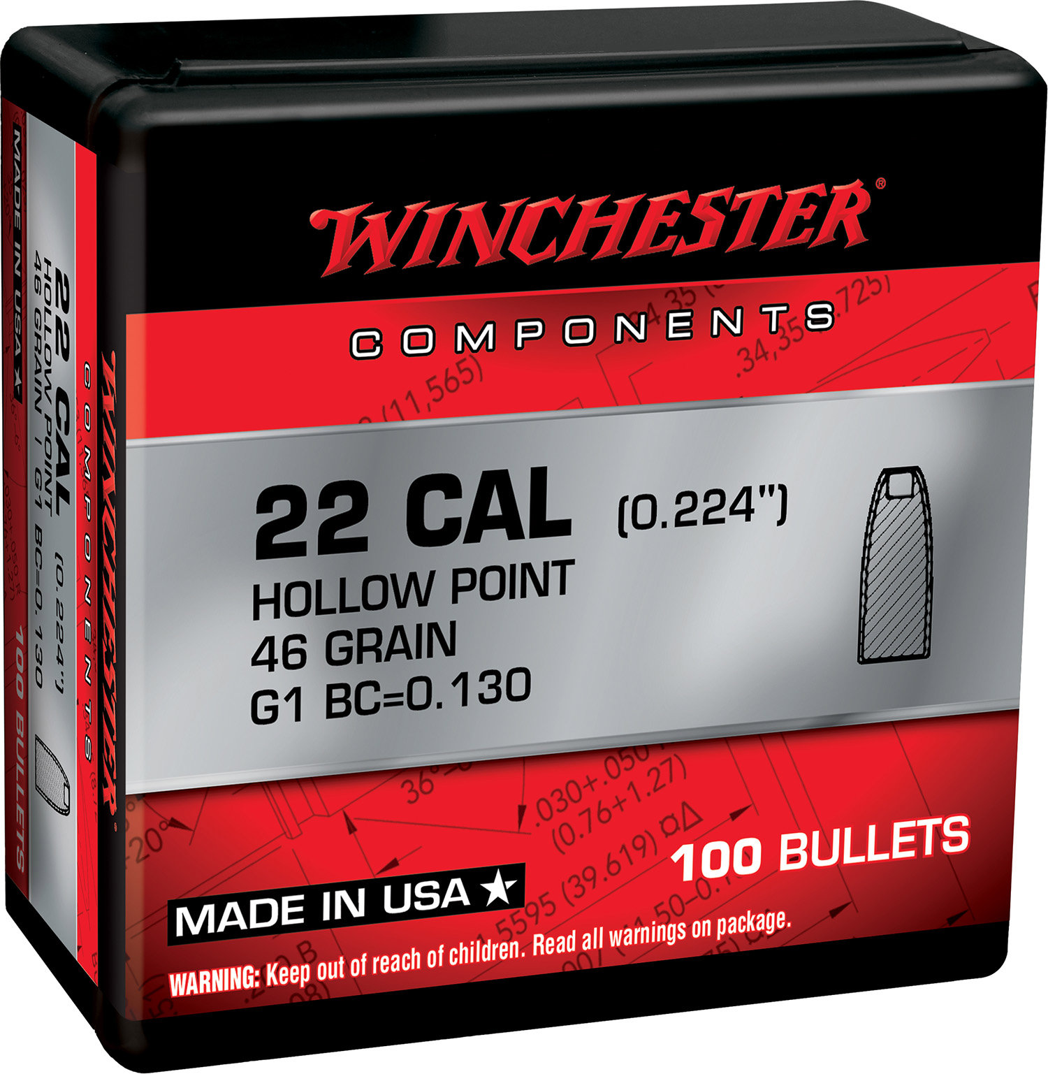 Winchester WINCHESTER AMMO 22 Hornet 46 HP BUL 100rd