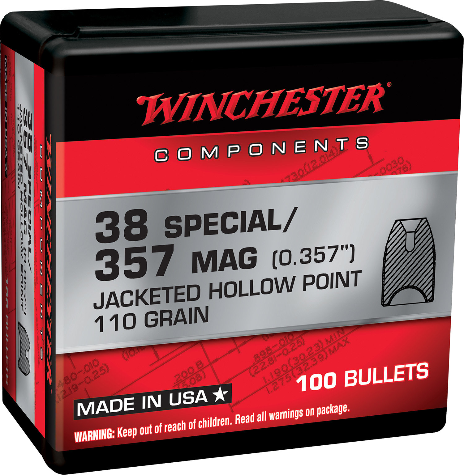 Winchester WINCHESTER AMMO 38 Spl / 357 Mag +P JHP 110Gr 100rd
