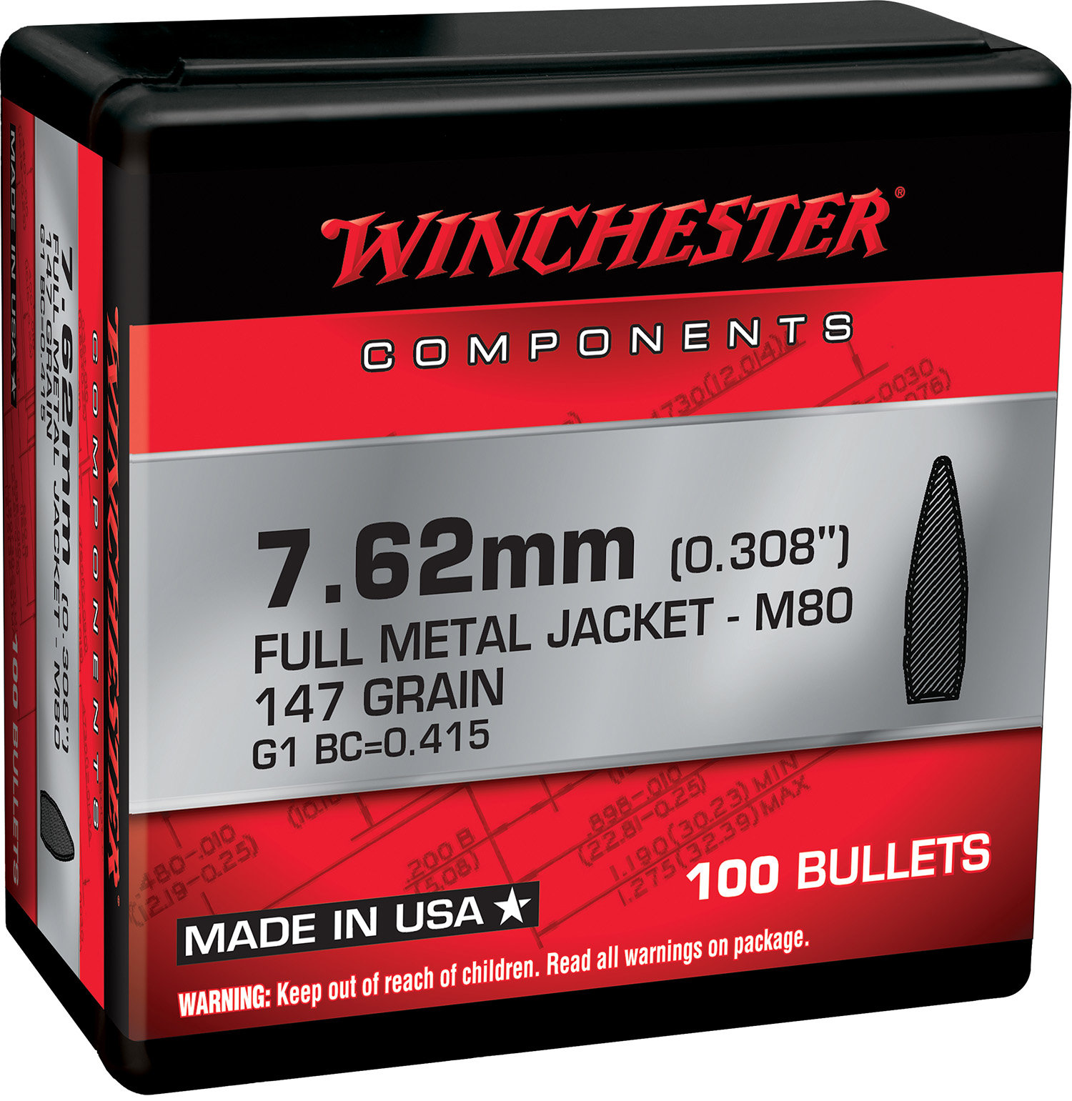 Winchester WINCHESTER AMMO 7.62mm 147 FMJ NATO BUL 100rd