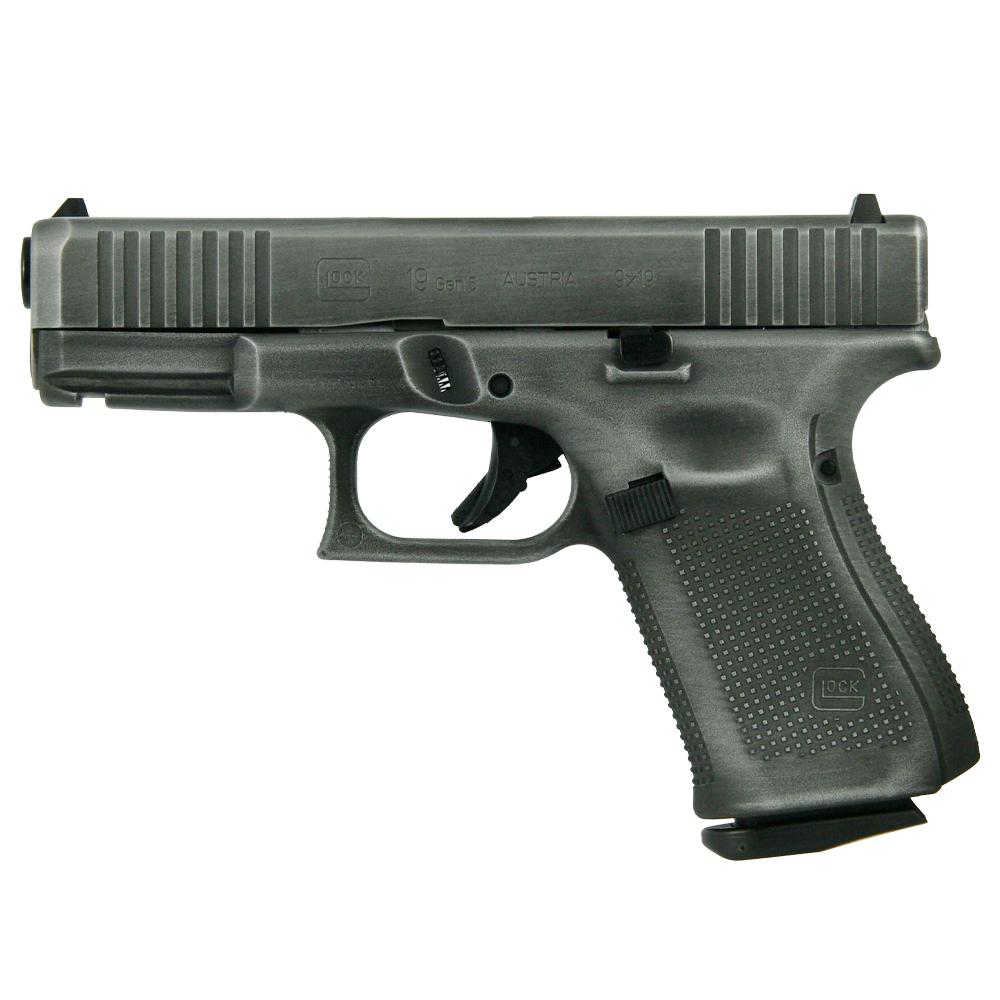 Glock Glock 19 Gen 5 W/FRONT SERRATIONS Crushed Silver Distressed