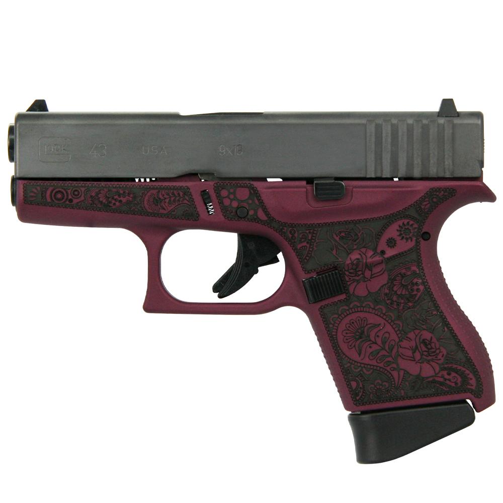 Glock CLOCK G43 9mm 3.41" 6rd Pistol | Black Cherry Engraved