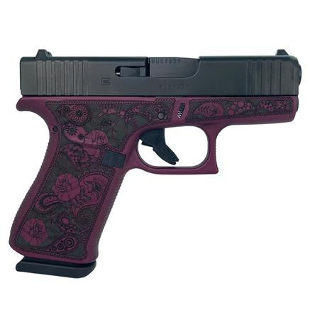 Glock GLOCK G43X Custom 9mm 3.41" 10rd Pistol | Black Cherry Paisley Engraved