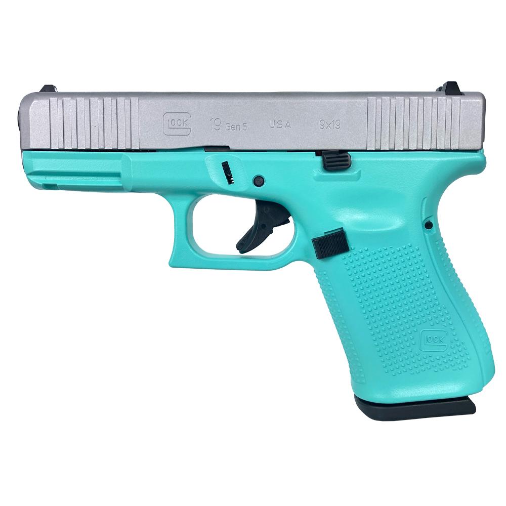 Glock GLOCK G19 G5 9mm 4.02" 15rd Pistol - Tiffany Blue | Crushed Silver