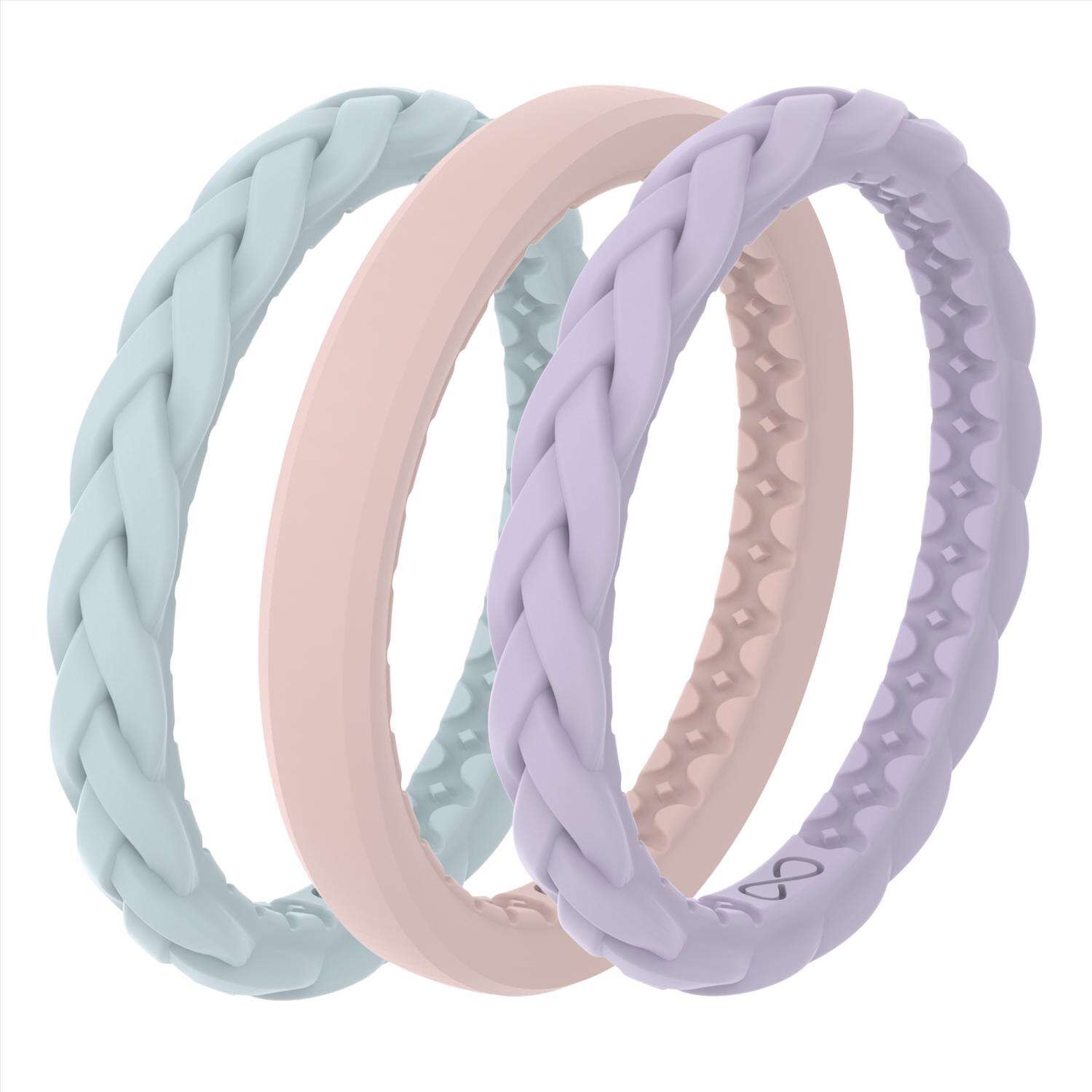 Groove Life GROOVE LIFE Thin Stackable Silicone Rings - Pastel Sky 3 Set
