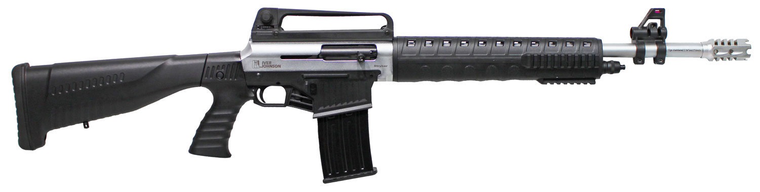 IVER JOHNSON Stryker 12 Gauge 3" 20" 5rd AR Style Semi-Auto Shotgun - Nickel / Black