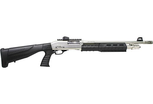 IVER JOHNSON PAS12 12 Gauge 3" 18" 5rd Pump Shotgun w/ QD Buttstock & Pistol Grip - Nickel | Black