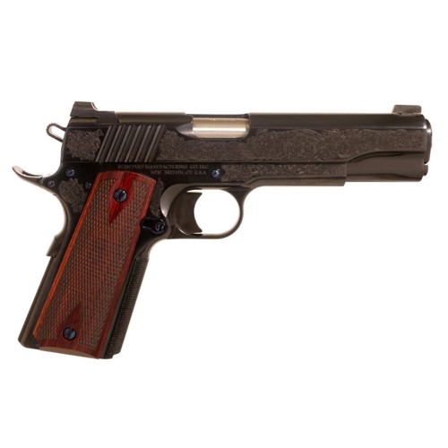 STANDARD MFG 1911 45 ACP 5 7rd Pistol  Engraved Blue  Wood Grips