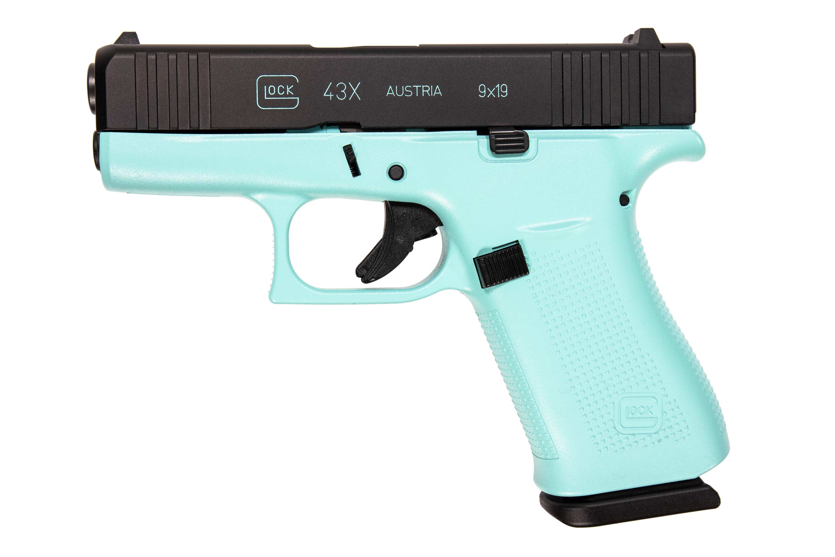 Glock GLOCK G43X 9mm 3.41" 10rd Semi-Auto Pistol - Angel Blue Frame / Black