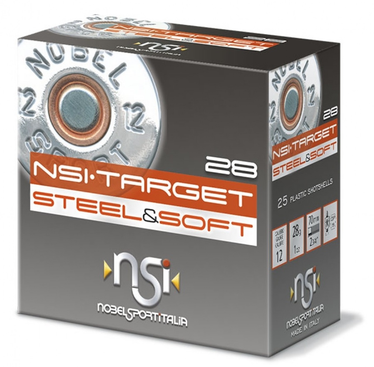 Nobel Sport Italia NOBEL AMMO 12Ga 2-3/4" NSI Target Steel & Soft 7Shot 25rd