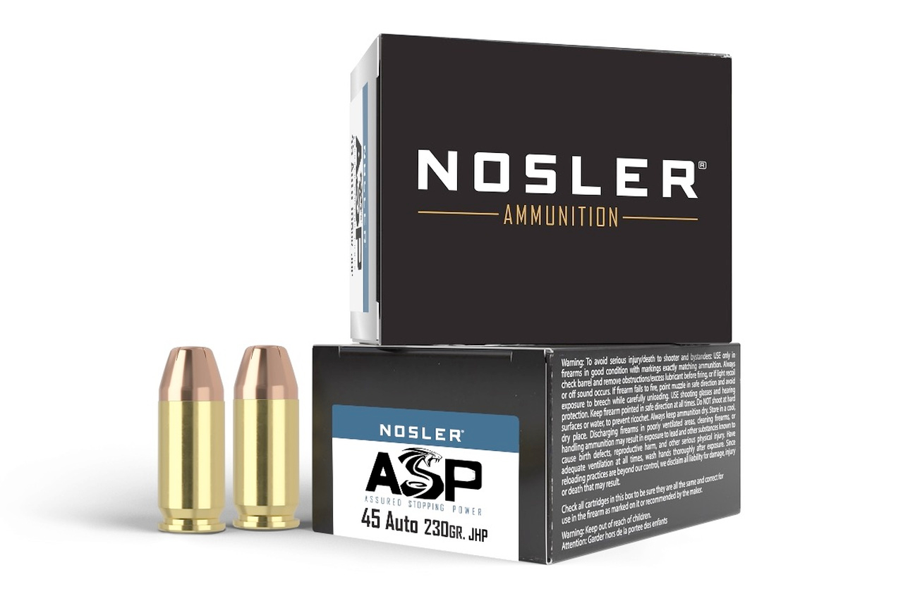Nosler NOSLER ASP 45 ACP 230gr Jacketed Hollow Point Ammunition | 100 Rounds (5 Box COMBO)