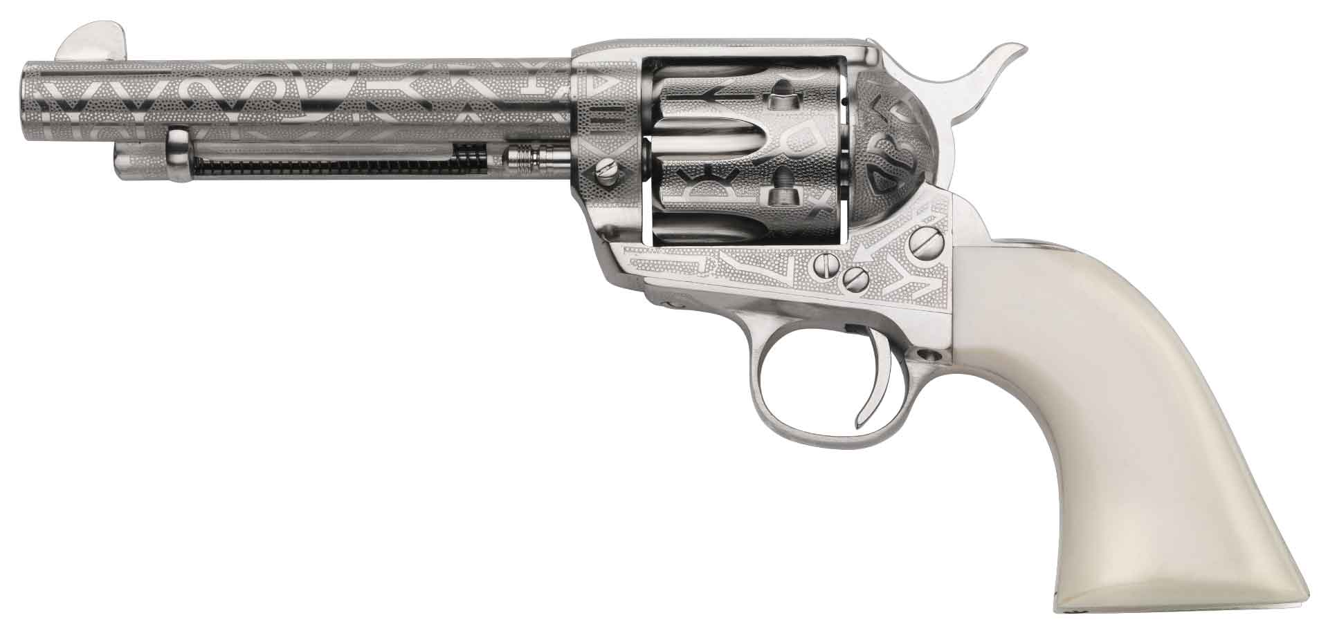 TAYLOR & COMPANY 1873 Cattle Brand 357 Mag 5.5" 6rd - Nickel w/ Ivory Grips